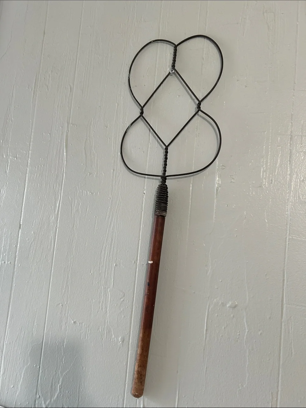 Black Metal Loop Wall Hook with Brown Wood Handle